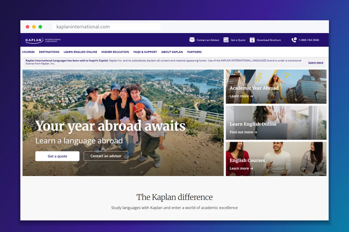 Kaplan International Languages — Study Abroad Website